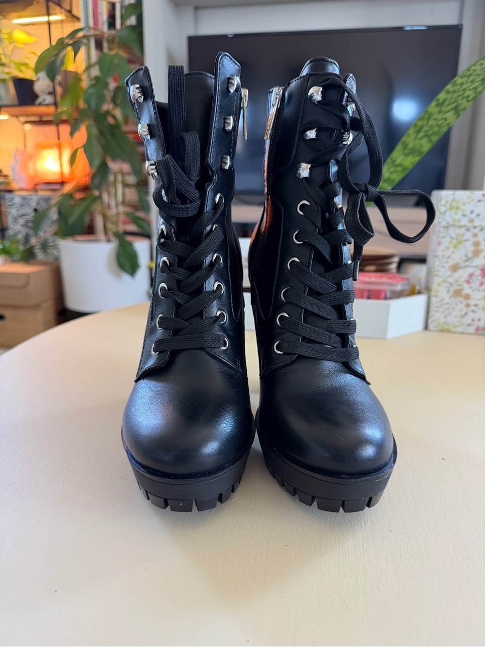 Guess Black Lace-Up Boot